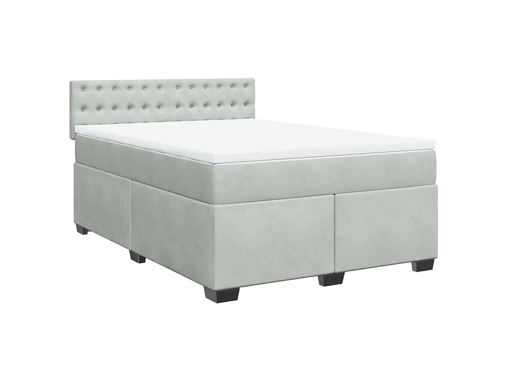Sommier à lattes de lit et matelas Gris clair 140x190cm Velours