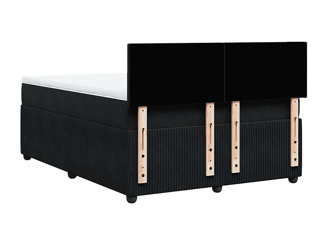 Cama box spring con colchón terciopelo negro 140x200 cm