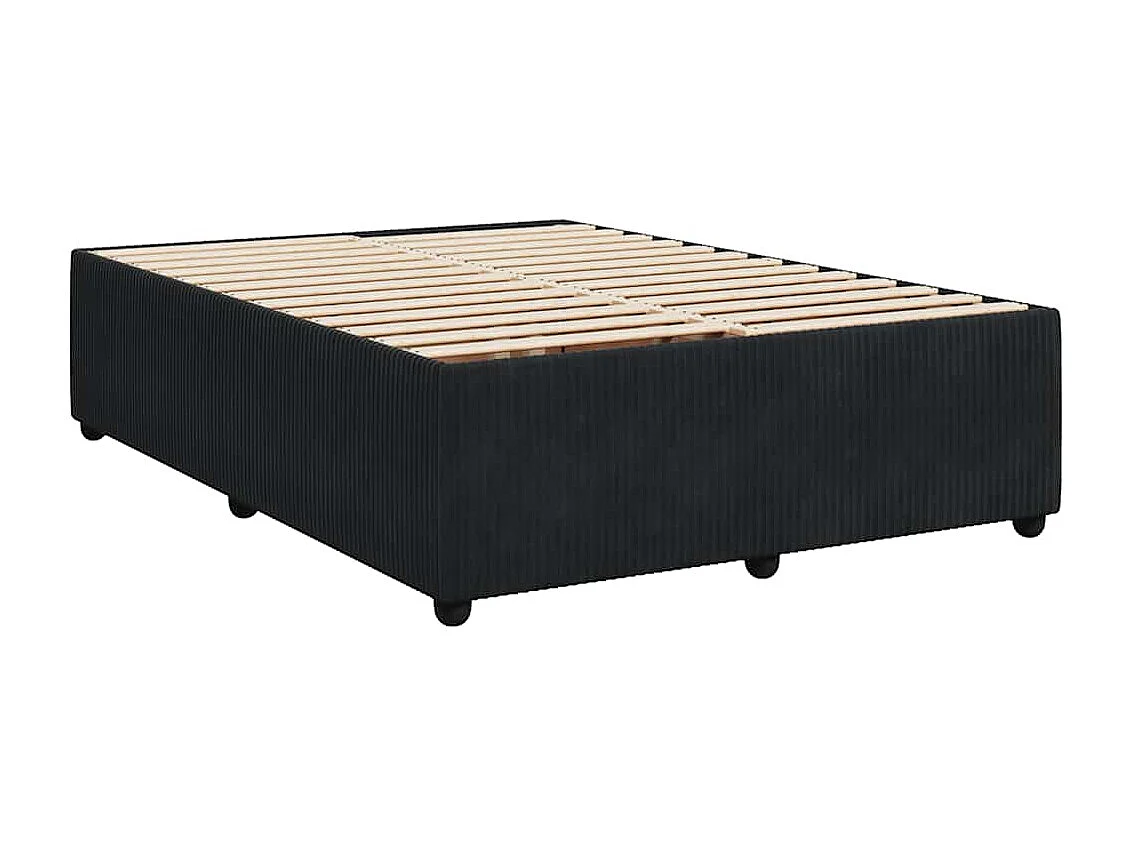 Cama box spring con colchón terciopelo negro 140x200 cm