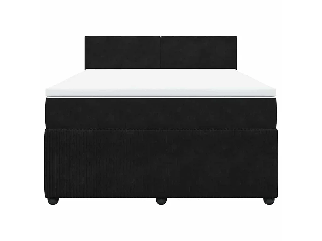 Cama box spring con colchón terciopelo negro 140x200 cm