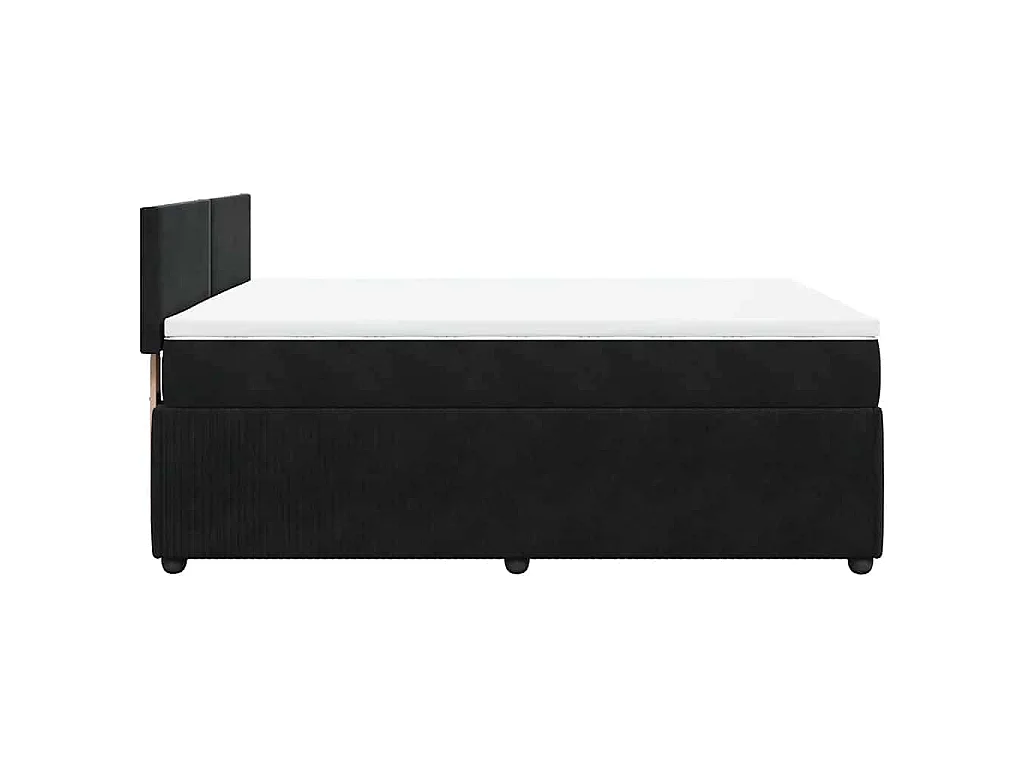 Cama box spring con colchón terciopelo negro 140x200 cm