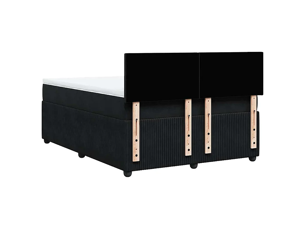 Cama box spring con colchón terciopelo negro 140x200 cm