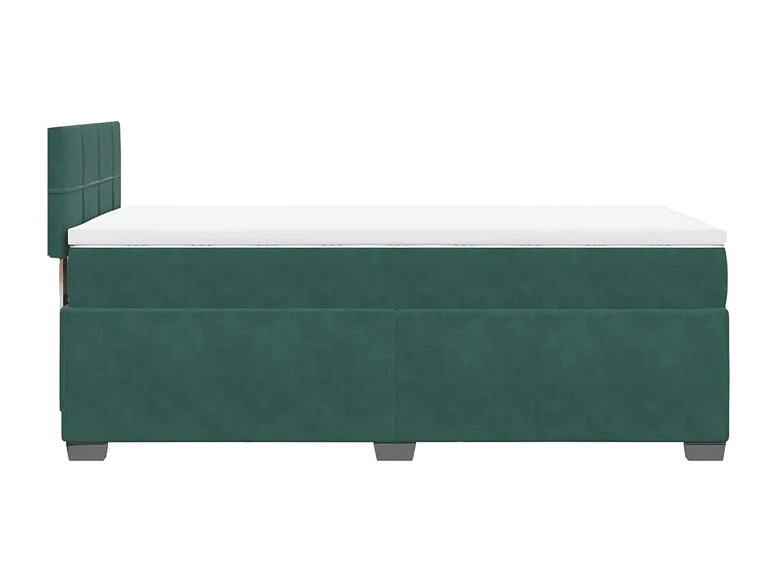 Cama box spring con colchón terciopelo verde oscuro 100x200 cm