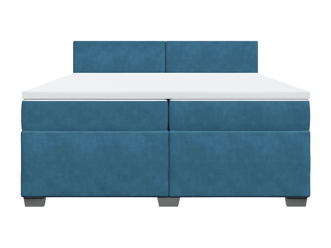 Cama com molas/colchão 200x200 cm veludo azul-escuro