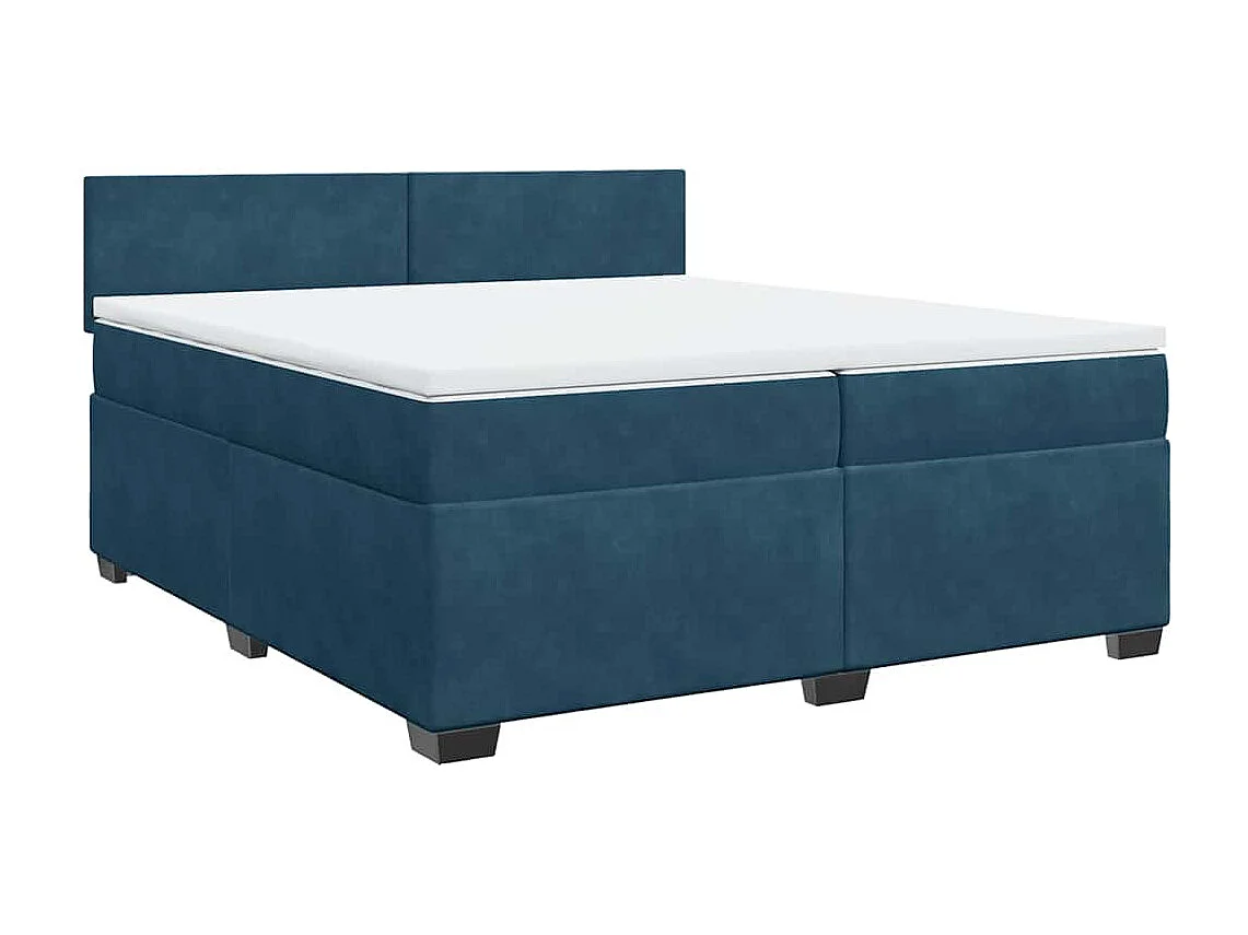 Sommier à lattes de lit et matelas Bleu foncé 200x200cm Velours