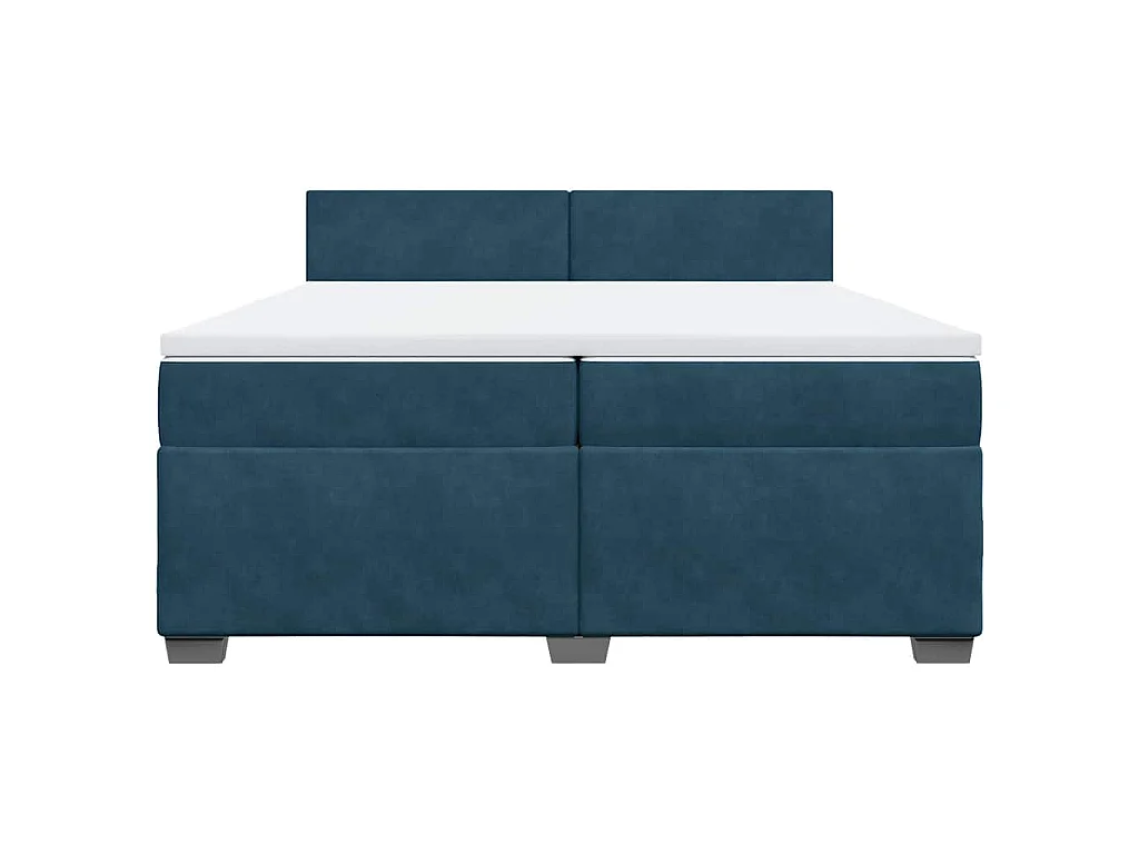 Cama box spring con colchón terciopelo azul oscuro 200x200 cm