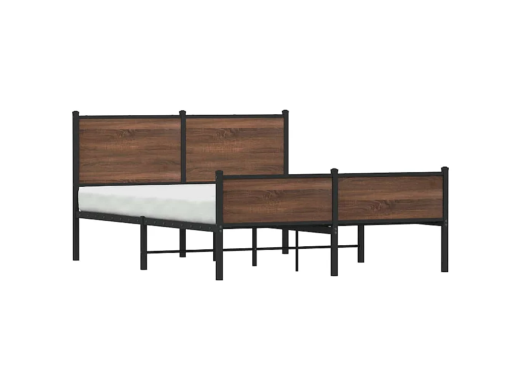 Estructura de cama sin colchón metal marrón roble 140x200 cm