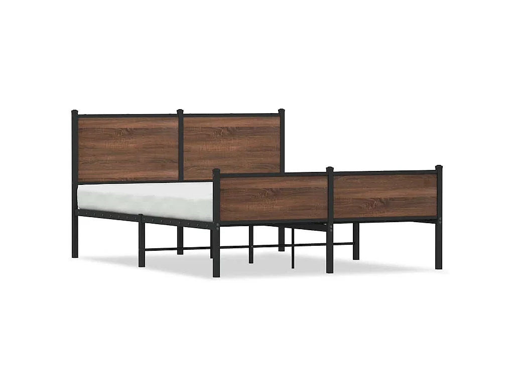 Estructura de cama sin colchón metal marrón roble 140x200 cm