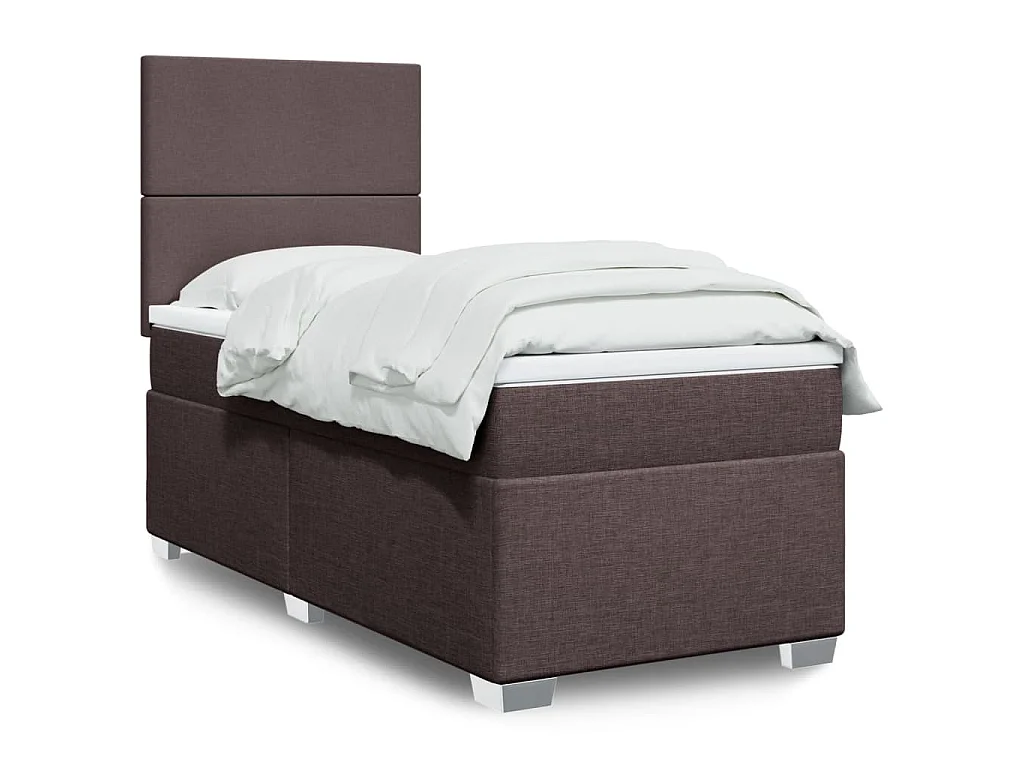 Boxspringbett mit Matratze Dunkelbraun 100x200 cm Stoff