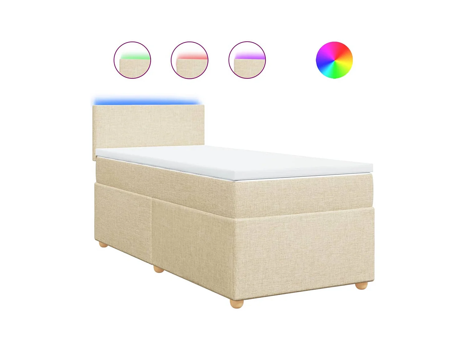 Sommier à lattes de lit avec matelas Crème 80x200 cm Tissu