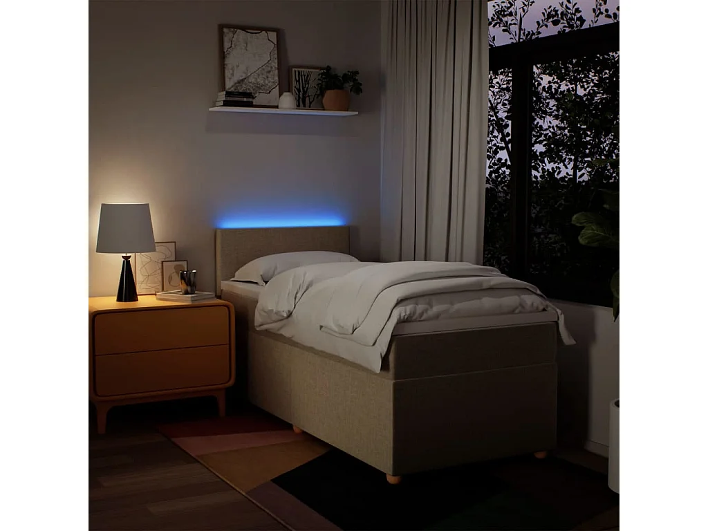 Sommier à lattes de lit avec matelas Crème 80x200 cm Tissu