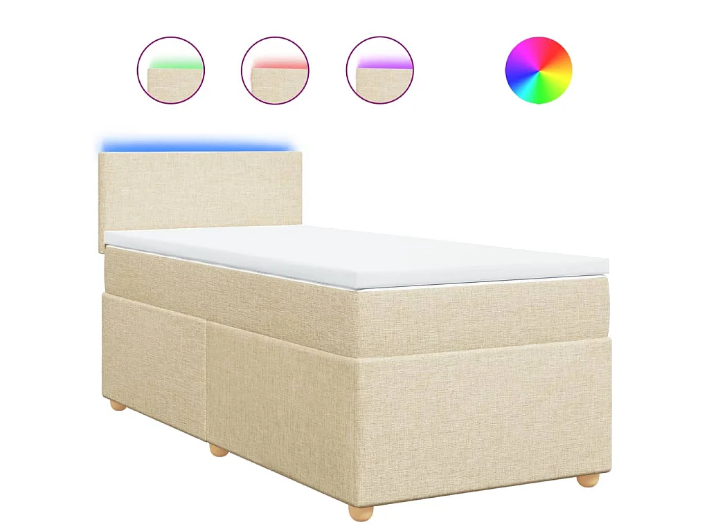 Sommier à lattes de lit avec matelas Crème 80x200 cm Tissu