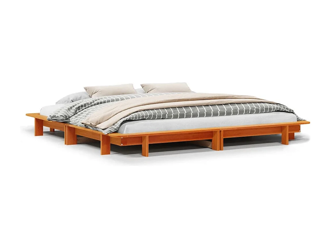 Bedframe zonder matras massief grenenhout wasbruin 180x200 cm