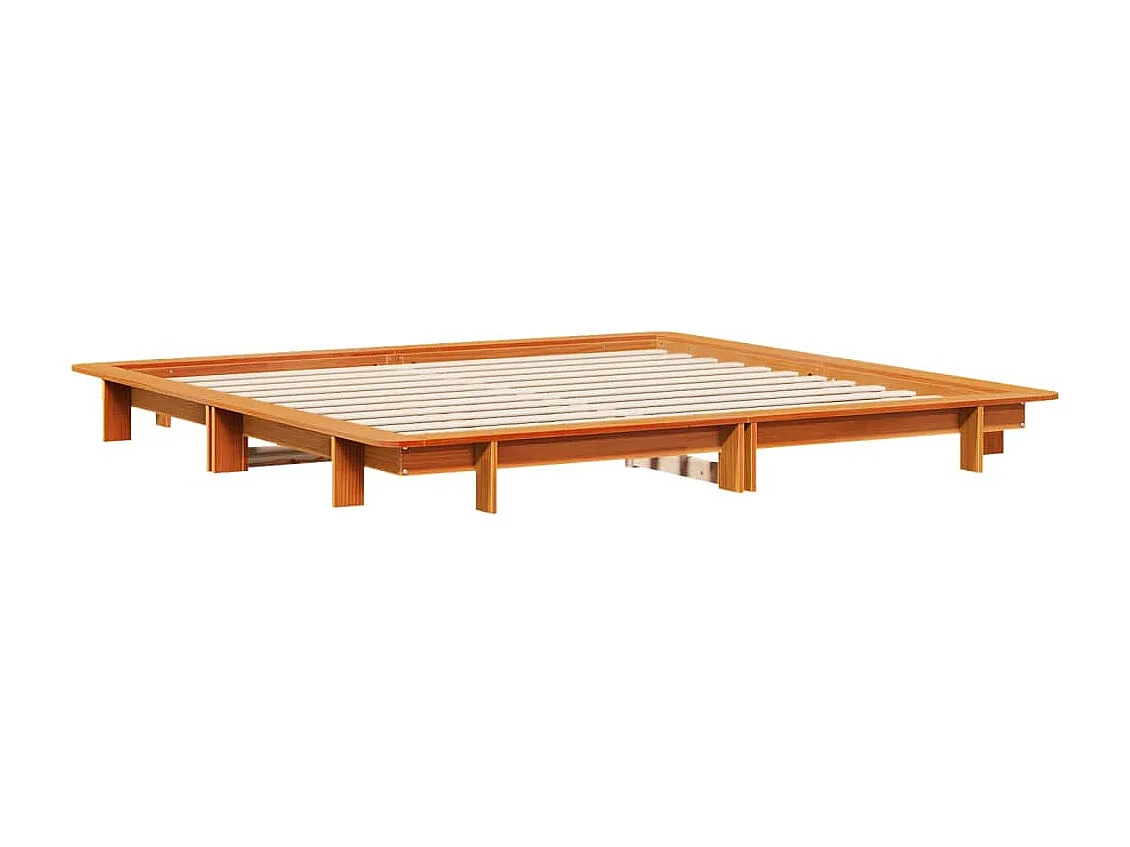 Bedframe zonder matras massief grenenhout wasbruin 180x200 cm