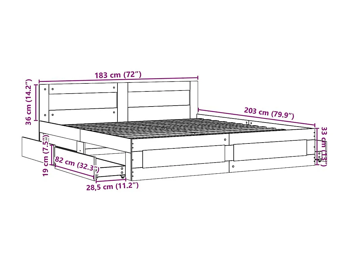 Bedframe met hoofdeinde bewerkt hout betongrijs 180x200 cm