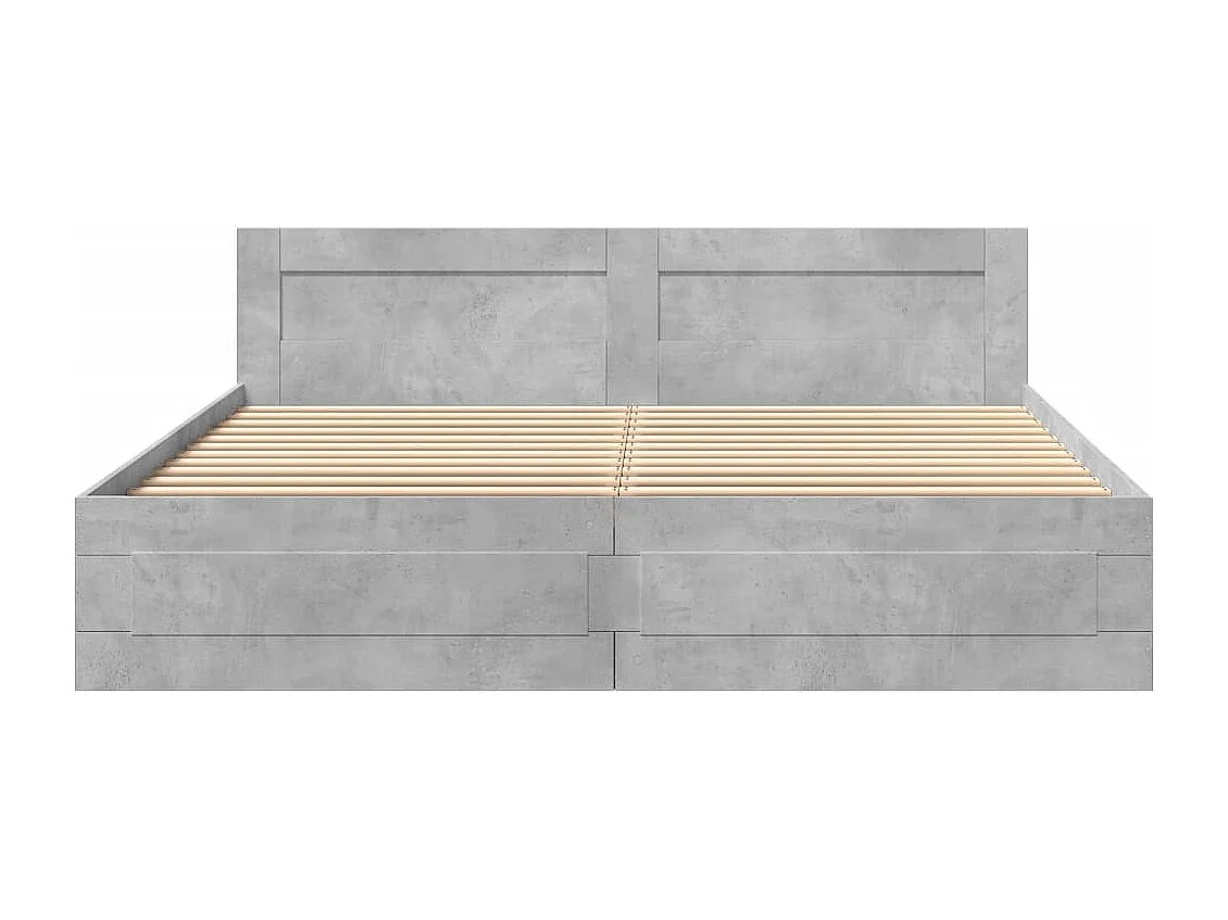 Bedframe met hoofdeinde bewerkt hout betongrijs 180x200 cm