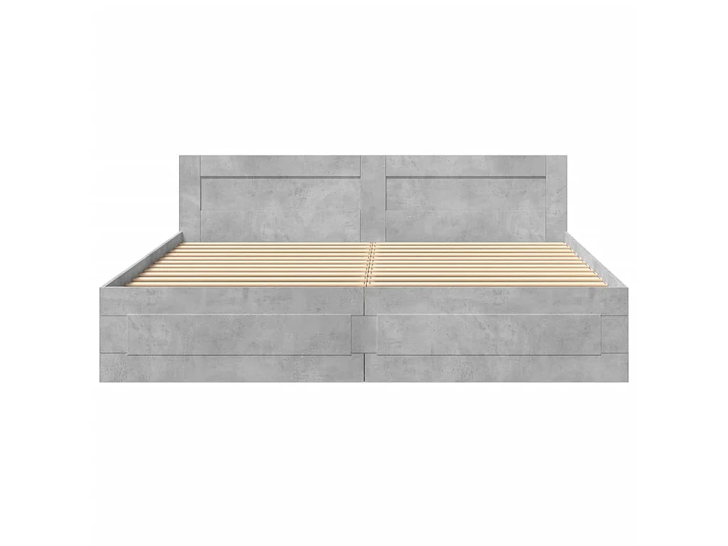 Cadre de lit avec tête de lit sans matelas gris béton 180x200cm