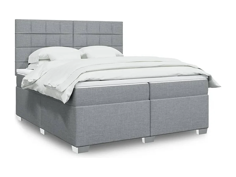 Sommier à lattes de lit avec matelas Gris clair 200x200cm Tissu