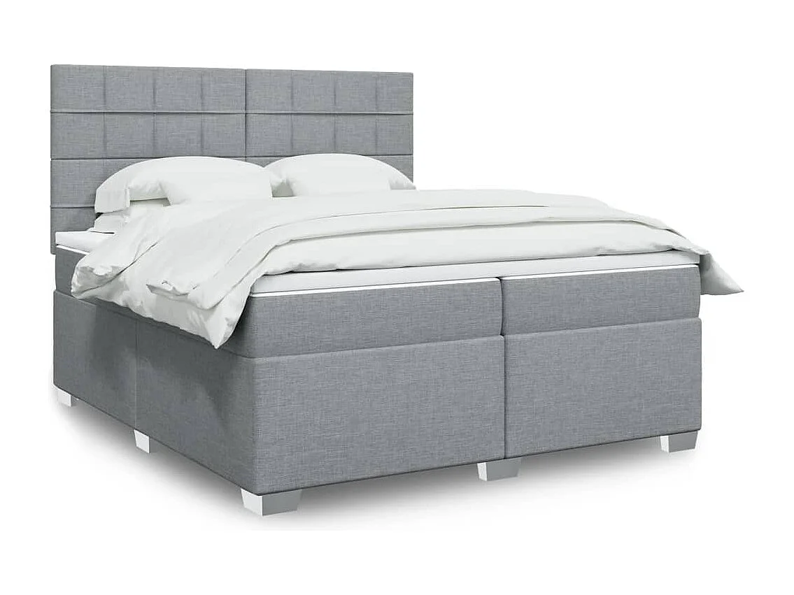 Sommier à lattes de lit avec matelas Gris clair 200x200cm Tissu