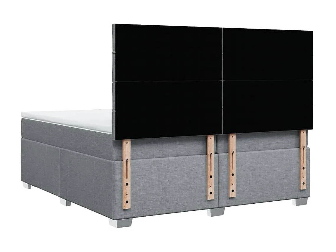 Sommier à lattes de lit avec matelas Gris clair 200x200cm Tissu