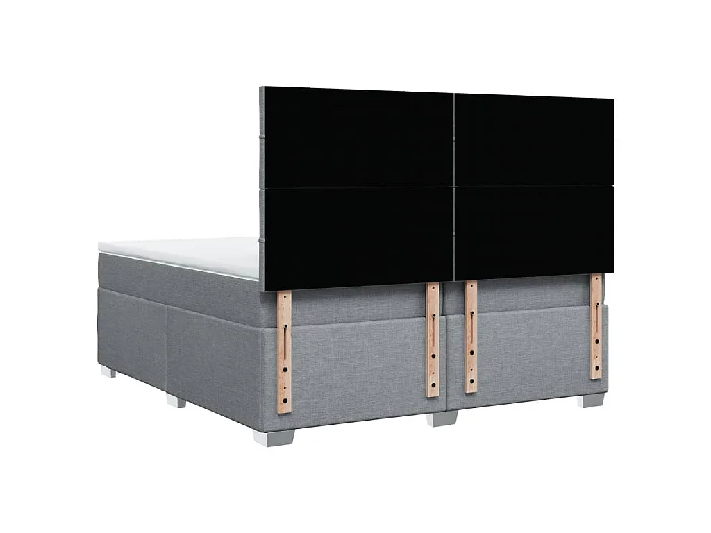 Boxspringbett mit Matratze Hellgrau 200x200 cm Stoff