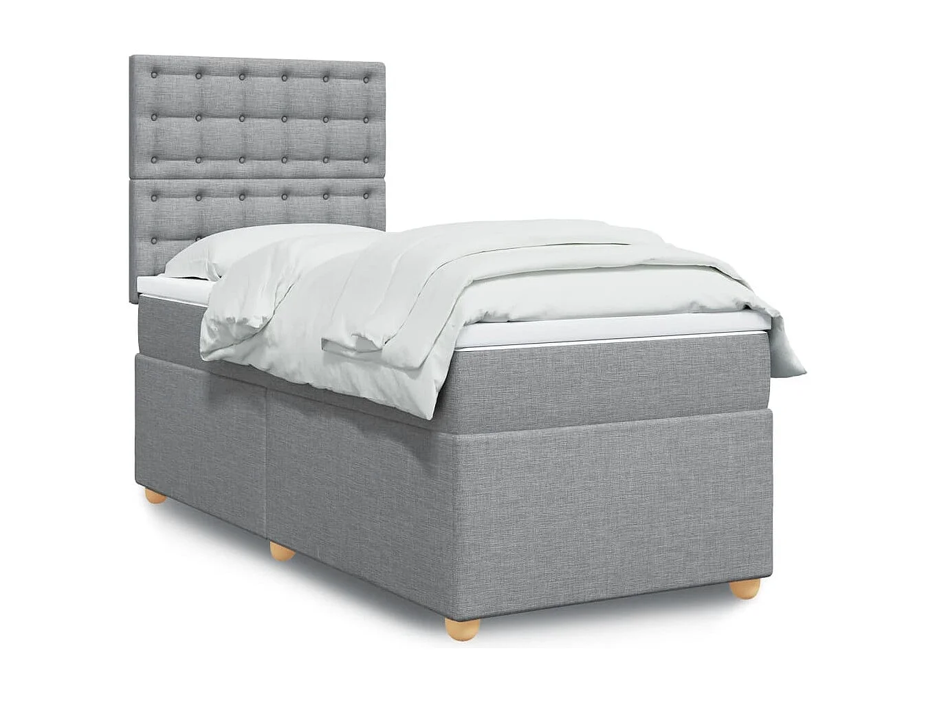Boxspringbett mit Matratze Hellgrau 90x190 cm Stoff