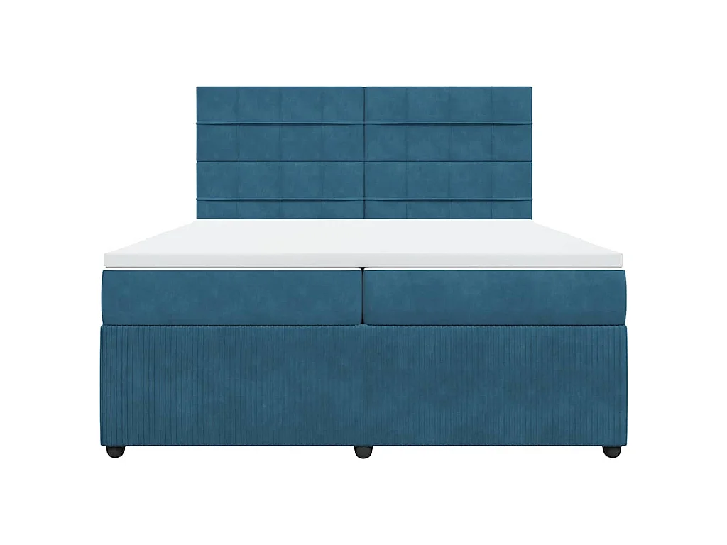 Cama box spring con colchón terciopelo azul oscuro 200x200 cm