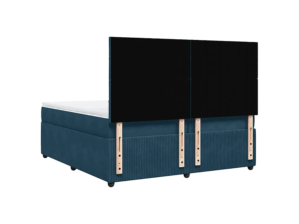 Cama box spring con colchón terciopelo azul oscuro 200x200 cm