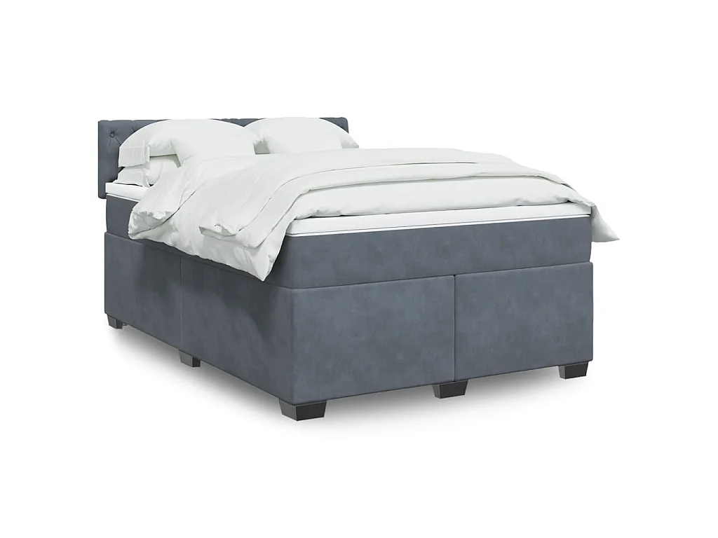 Sommier à lattes de lit et matelas Gris foncé 140x200cm Velours