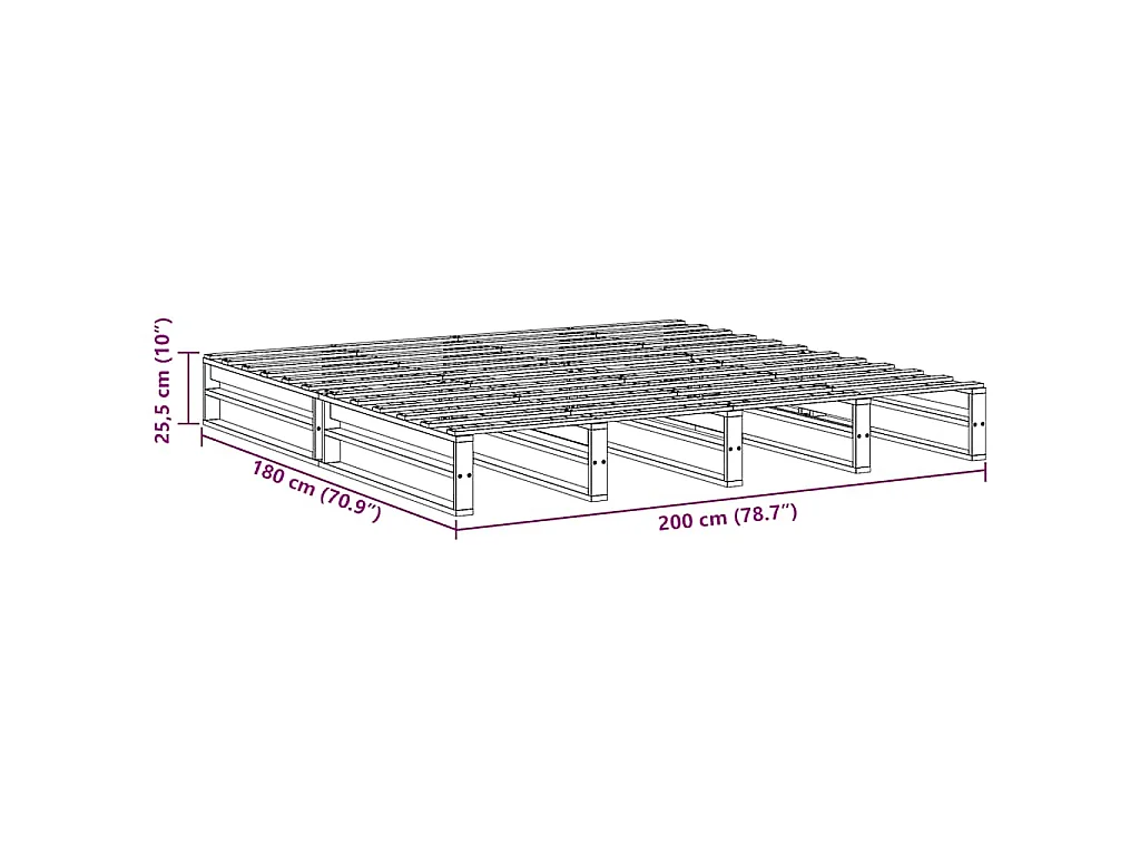 Cadre de lit sans matelas blanc 180x200 cm bois massif de pin