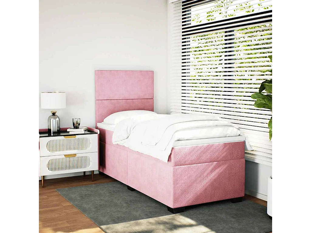 Boxspringbett mit Matratze Rosa 100x200 cm Samt