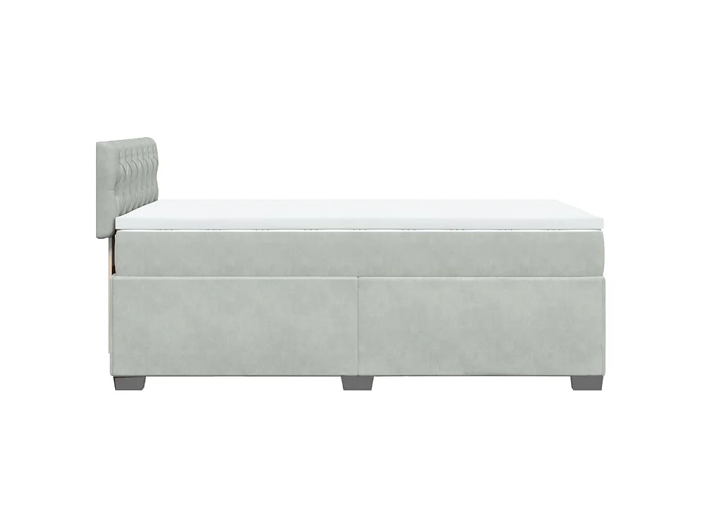 Cama box spring con colchón terciopelo gris claro 100x200 cm
