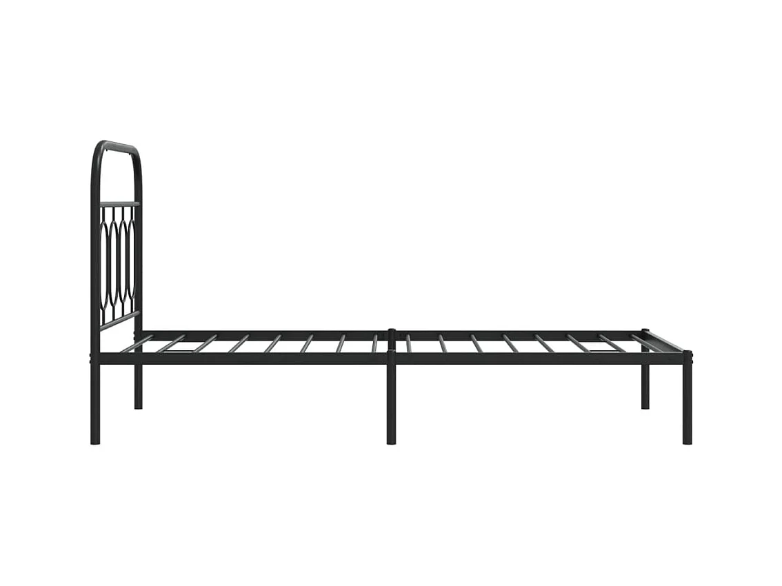 Bedframe met hoofdbord metaal zwart 90x190 cm