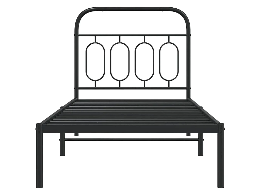 Cadre de lit métal sans matelas avec tête de lit noir 90x190 cm