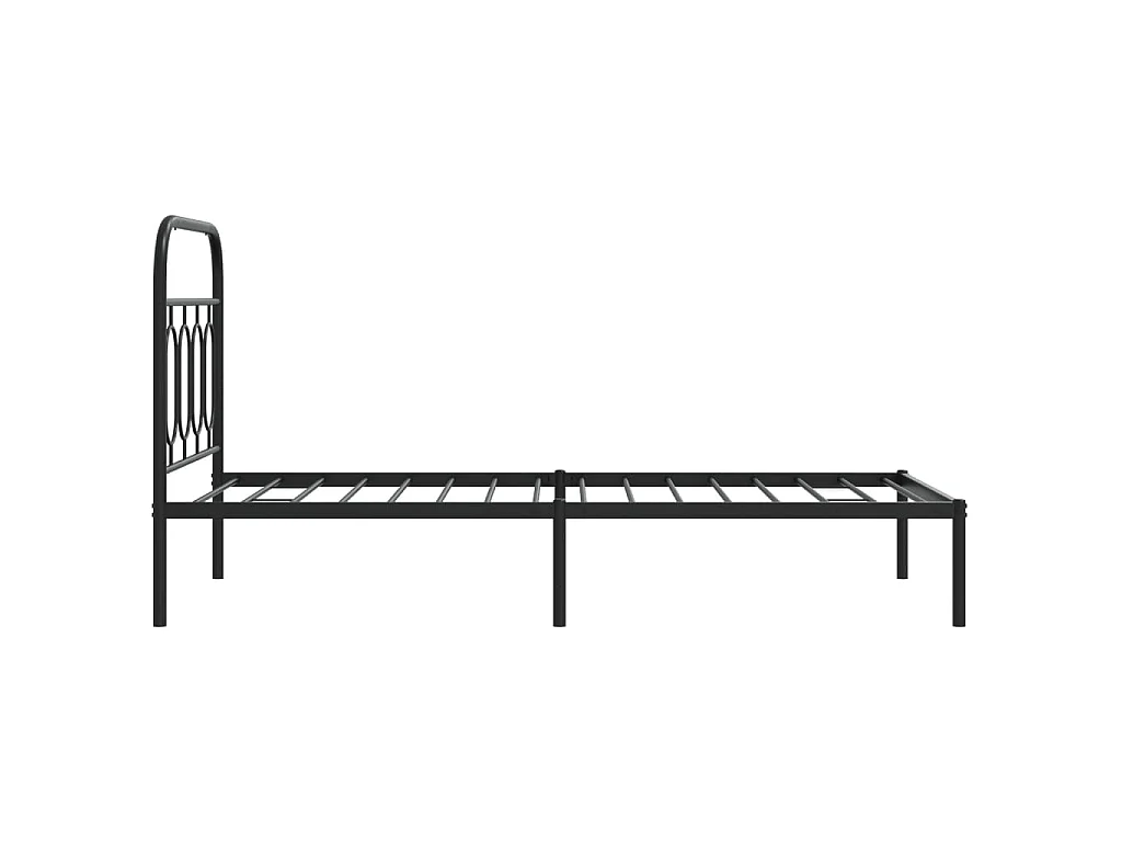 Cadre de lit métal sans matelas avec tête de lit noir 90x190 cm
