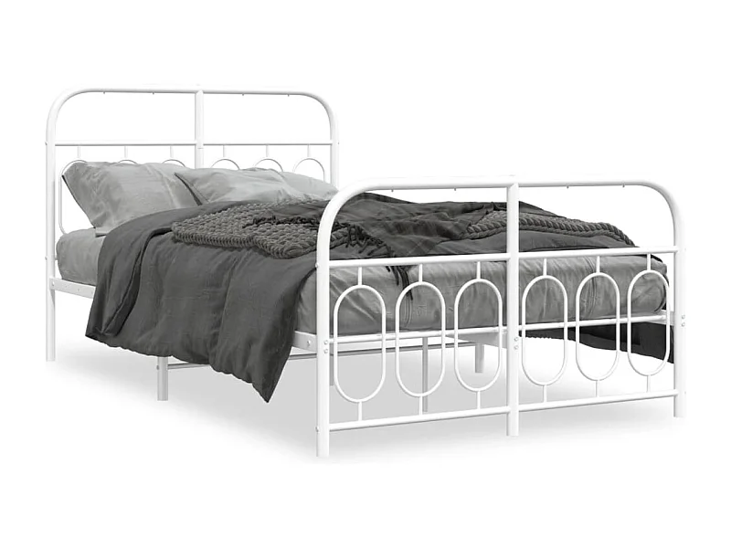 Bedframe met hoofd- en voeteneinde metaal wit 120 x 190 cm