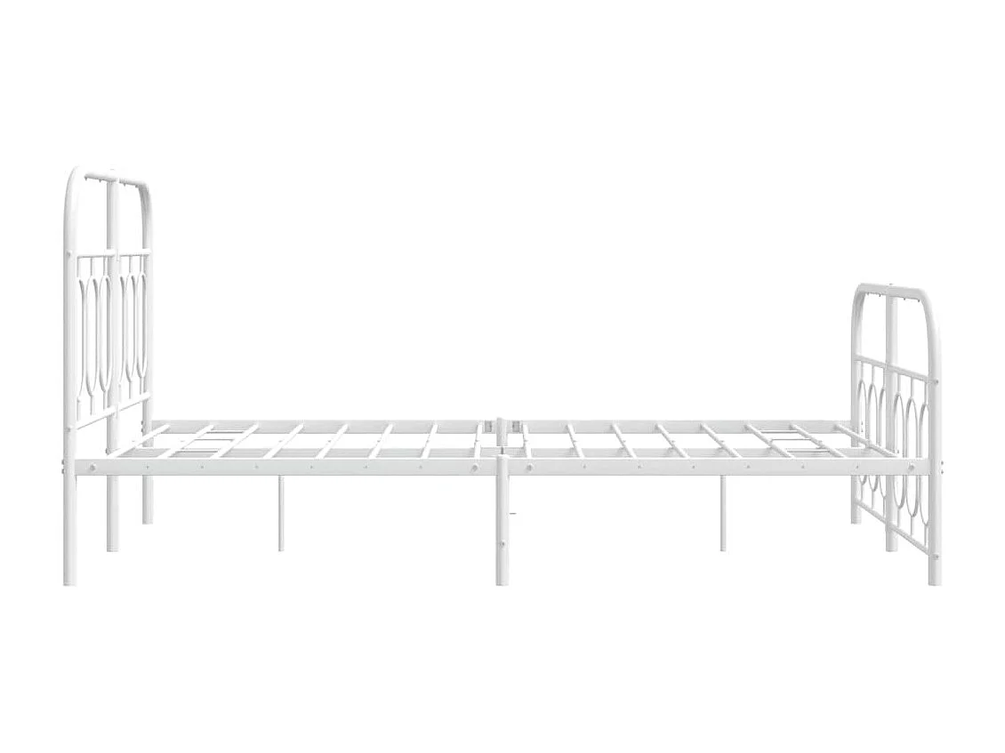 Cadre de lit métal sans matelas et pied de lit blanc 120x190 cm