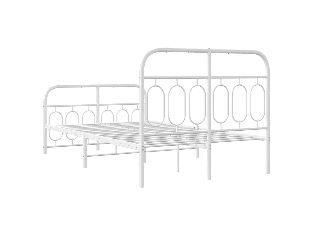 Bedframe met hoofd- en voeteneinde metaal wit 120 x 190 cm