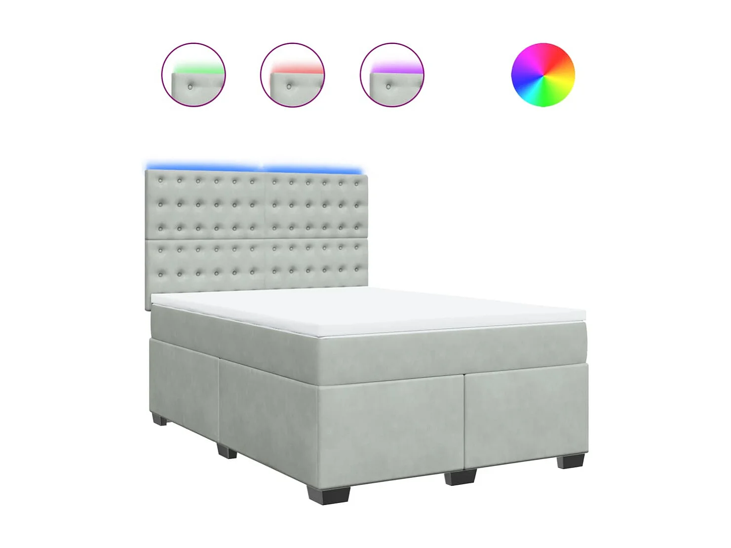 Giroletto a Molle con Materasso Grigio Chiaro 160x200cm Velluto