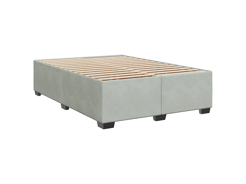 Cama box spring con colchón terciopelo gris claro 160x200 cm