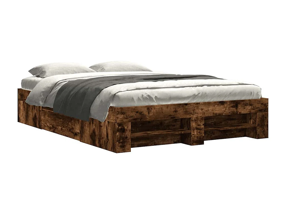 Cadre de lit sans matelas chêne fumé 140x200 cm bois ingénierie