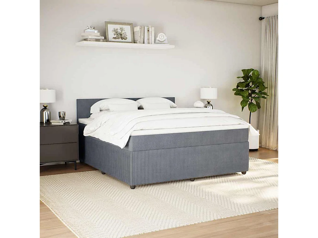 Boxspring met matras fluweel donkergrijs 180x200 cm