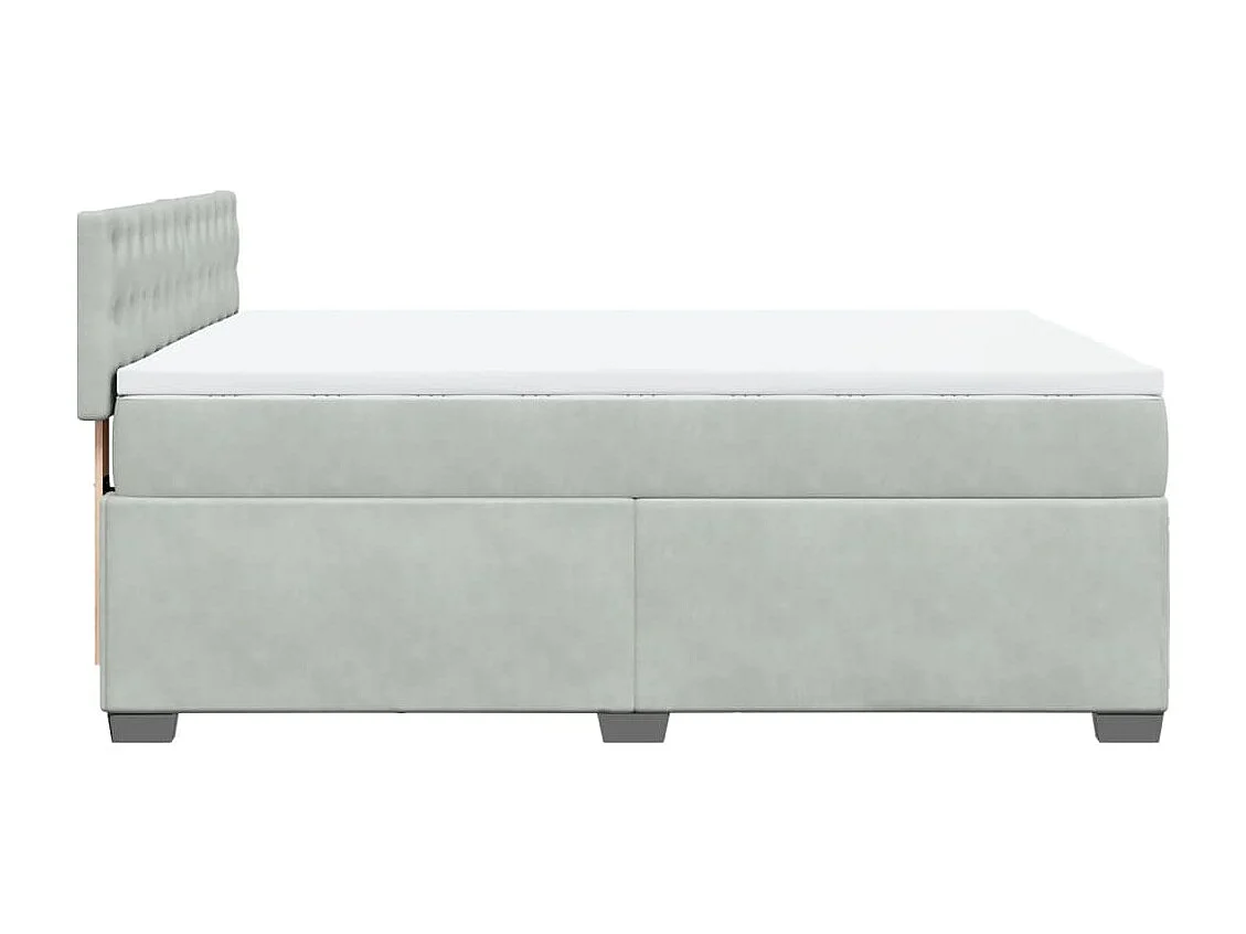 Cama box spring con colchón terciopelo gris claro 160x200 cm