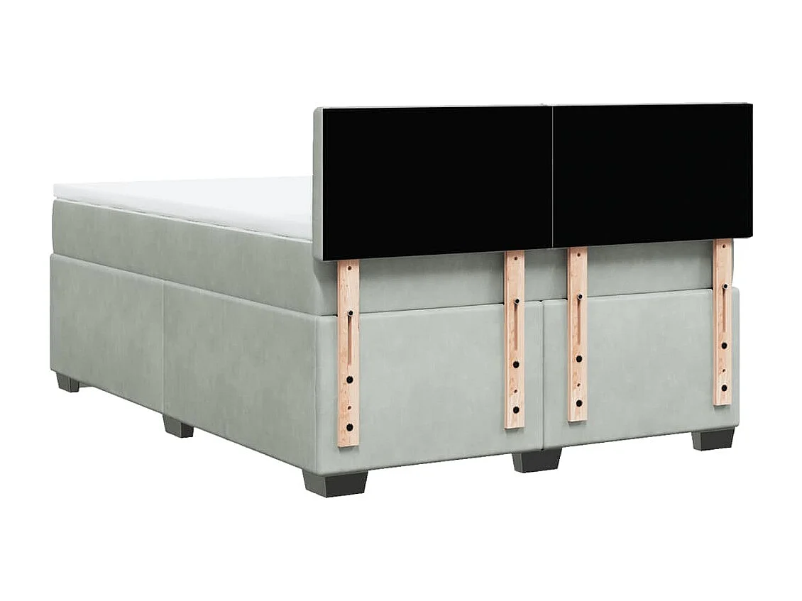 Cama box spring con colchón terciopelo gris claro 160x200 cm
