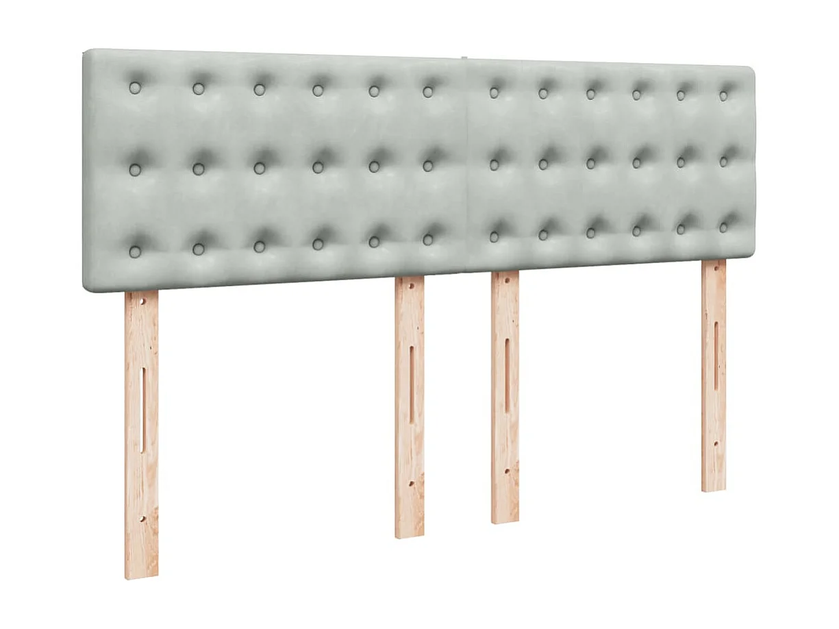 Cama box spring con colchón terciopelo gris claro 160x200 cm