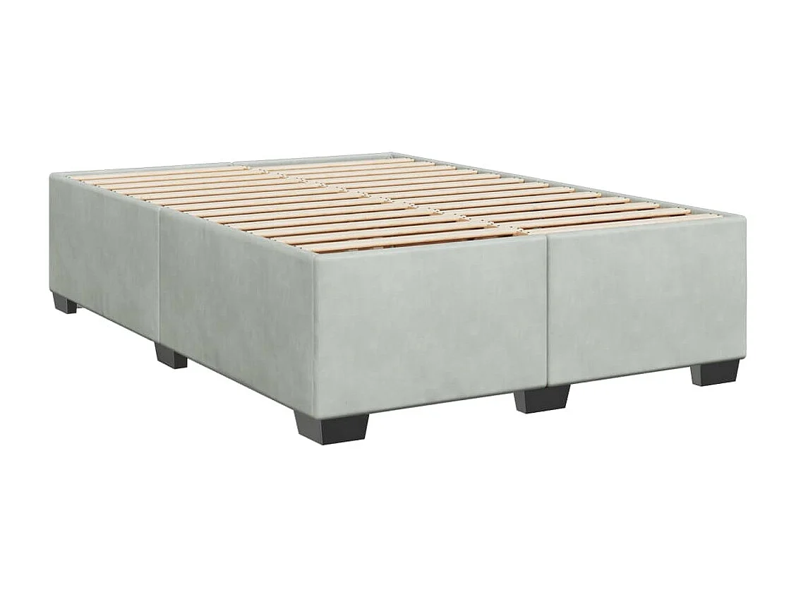 Cama box spring con colchón terciopelo gris claro 160x200 cm