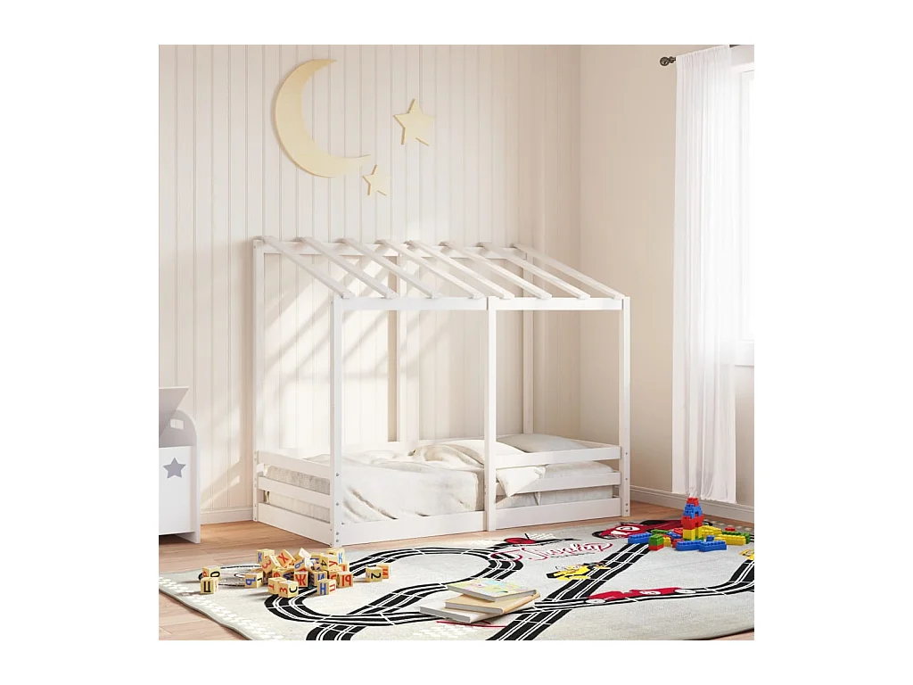 Lit pour enfants sans matelas blanc 70x140cm bois de pin massif