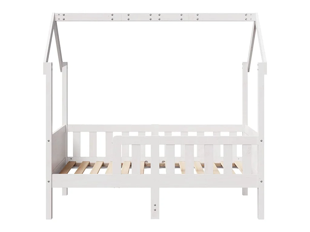 Giroletto Casetta Bambini Bianco 80x160 cm Legno Massello Pino