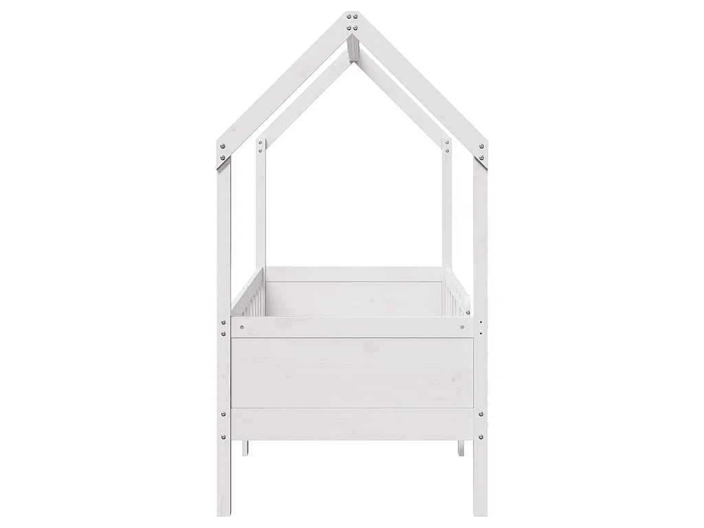 Giroletto Casetta Bambini Bianco 80x160 cm Legno Massello Pino