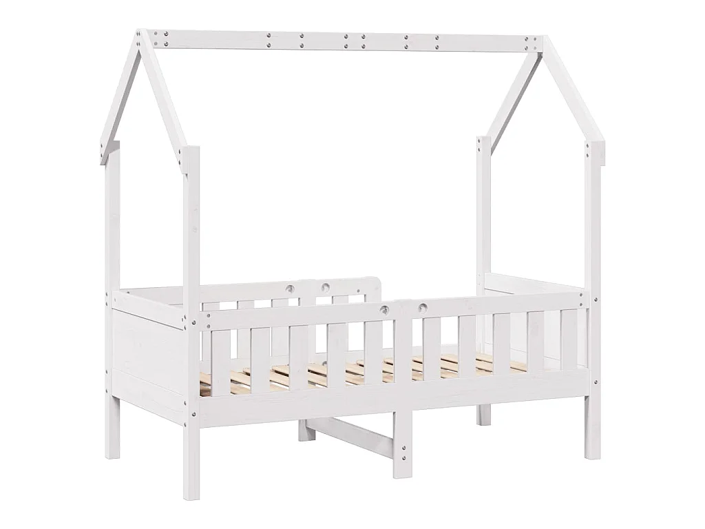 Giroletto Casetta Bambini Bianco 80x160 cm Legno Massello Pino